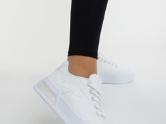 Pantofi sport dama albi din piele ecologica si material textil Sindria